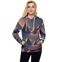 Ai Generated Swirl Space Design Fractal Light Art Women s Lightweight Drawstring Hoodie by Ravend