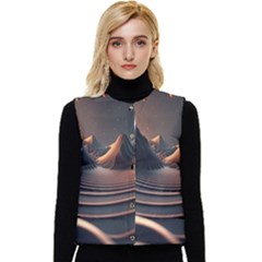 Ai Generated Swirl Space Design Fractal Light Art Women s Short Button Up Puffer Vest by Ravend