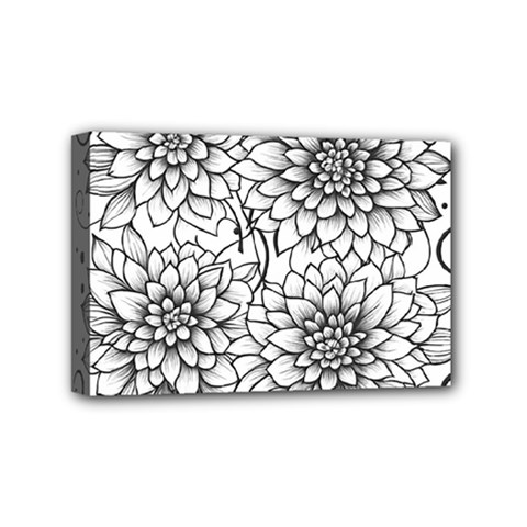 Flowers Template Line Art Pattern Coloring Page Mini Canvas 6  X 4  (stretched) by Ravend