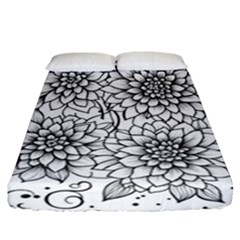 Flowers Template Line Art Pattern Coloring Page Fitted Sheet (california King Size) by Ravend