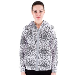 Flowers Template Line Art Pattern Coloring Page Women s Zipper Hoodie by Ravend