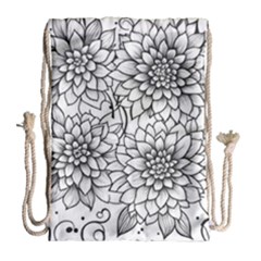 Flowers Template Line Art Pattern Coloring Page Drawstring Bag (large) by Ravend