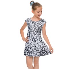 Flowers Template Line Art Pattern Coloring Page Kids  Cap Sleeve Dress by Ravend