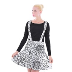 Flowers Template Line Art Pattern Coloring Page Suspender Skater Skirt