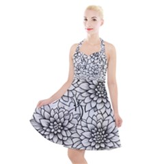 Flowers Template Line Art Pattern Coloring Page Halter Party Swing Dress  by Ravend