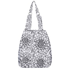 Flowers Template Line Art Pattern Coloring Page Center Zip Backpack by Ravend