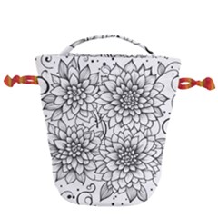 Flowers Template Line Art Pattern Coloring Page Drawstring Bucket Bag