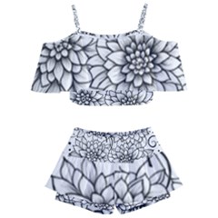 Flowers Template Line Art Pattern Coloring Page Kids  Off Shoulder Skirt Bikini by Ravend