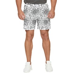 Flowers Template Line Art Pattern Coloring Page Men s Runner Shorts by Ravend