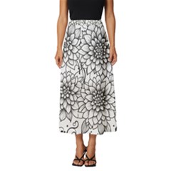 Flowers Template Line Art Pattern Coloring Page Classic Midi Chiffon Skirt