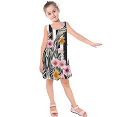 Assorted Watercolor Flowers Kids  Sleeveless Dress by GardenOfOphir