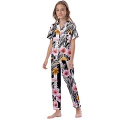 Assorted Watercolor Flowers Kids  Satin Short Sleeve Pajamas Set by GardenOfOphir