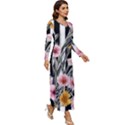 Assorted Watercolor Flowers Long Sleeve Longline Maxi Dress View3