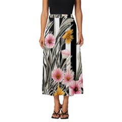 Assorted Watercolor Flowers Classic Midi Chiffon Skirt