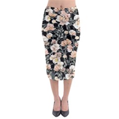 Vibrant And Alive Watercolor Flowers Midi Pencil Skirt by GardenOfOphir