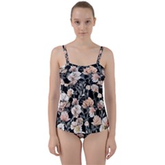 Vibrant And Alive Watercolor Flowers Twist Front Tankini Set by GardenOfOphir