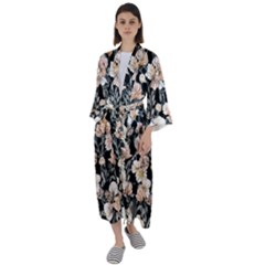 Vibrant And Alive Watercolor Flowers Maxi Satin Kimono by GardenOfOphir