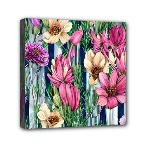 Big And Bright Watercolor Flowers Mini Canvas 6  X 6  (stretched) by GardenOfOphir