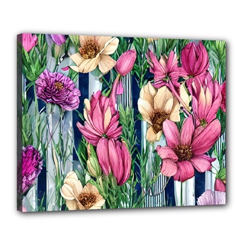 Big And Bright Watercolor Flowers Canvas 20  X 16  (stretched) by GardenOfOphir