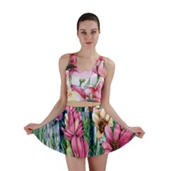 Big And Bright Watercolor Flowers Mini Skirt by GardenOfOphir