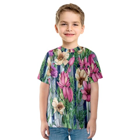 Big And Bright Watercolor Flowers Kids  Sport Mesh Tee by GardenOfOphir