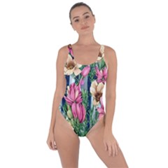 Big And Bright Watercolor Flowers Bring Sexy Back Swimsuit by GardenOfOphir