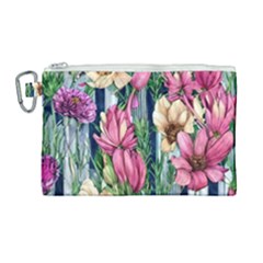 Big And Bright Watercolor Flowers Canvas Cosmetic Bag (large) by GardenOfOphir