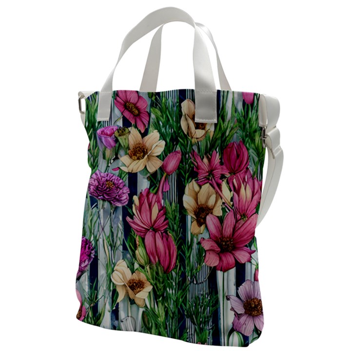 Big And Bright Watercolor Flowers Canvas Messenger Bag