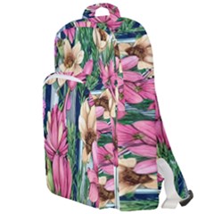 Big And Bright Watercolor Flowers Double Compartment Backpack by GardenOfOphir