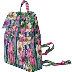 Big And Bright Watercolor Flowers Buckle Everyday Backpack by GardenOfOphir