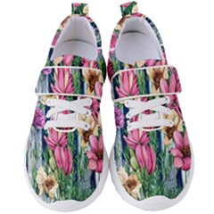 Big And Bright Watercolor Flowers Women s Velcro Strap Shoes by GardenOfOphir