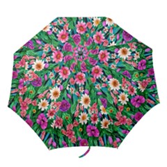 Creative Crimson Crisp Watercolor Flowers Folding Umbrellas by GardenOfOphir