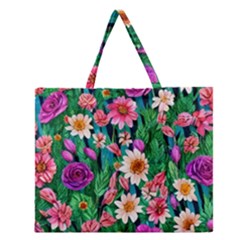 Creative Crimson Crisp Watercolor Flowers Zipper Large Tote Bag by GardenOfOphir