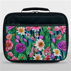 Creative Crimson Crisp Watercolor Flowers Lunch Bag by GardenOfOphir