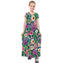 Creative Crimson Crisp Watercolor Flowers Kids  Short Sleeve Maxi Dress View1