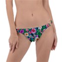 Creative Crimson Crisp Watercolor Flowers Ring Detail Bikini Bottoms View1