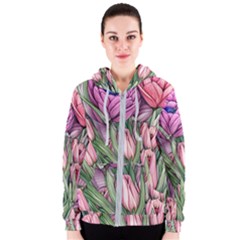 Chic Choice Classic Watercolor Flowers Women s Zipper Hoodie by GardenOfOphir