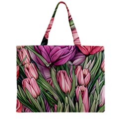 Chic Choice Classic Watercolor Flowers Zipper Mini Tote Bag by GardenOfOphir