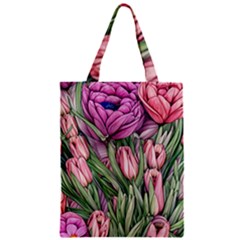 Chic Choice Classic Watercolor Flowers Zipper Classic Tote Bag by GardenOfOphir