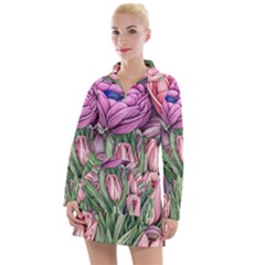 Chic Choice Classic Watercolor Flowers Women s Long Sleeve Casual Dress by GardenOfOphir