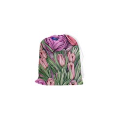 Chic Choice Classic Watercolor Flowers Drawstring Pouch (xs) by GardenOfOphir