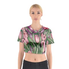 Chic Choice Classic Watercolor Flowers Cotton Crop Top by GardenOfOphir