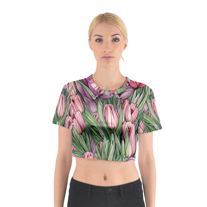 Chic Choice Classic Watercolor Flowers Cotton Crop Top