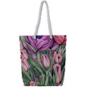 Chic Choice Classic Watercolor Flowers Full Print Rope Handle Tote (Small) View1