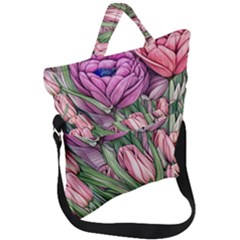 Chic Choice Classic Watercolor Flowers Fold Over Handle Tote Bag by GardenOfOphir