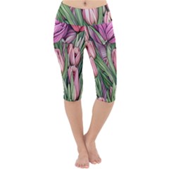 Chic Choice Classic Watercolor Flowers Lightweight Velour Cropped Yoga Leggings by GardenOfOphir