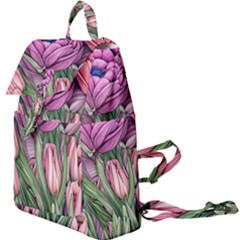 Chic Choice Classic Watercolor Flowers Buckle Everyday Backpack by GardenOfOphir