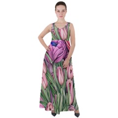 Chic Choice Classic Watercolor Flowers Empire Waist Velour Maxi Dress by GardenOfOphir