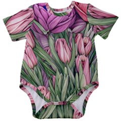 Chic Choice Classic Watercolor Flowers Baby Short Sleeve Bodysuit by GardenOfOphir