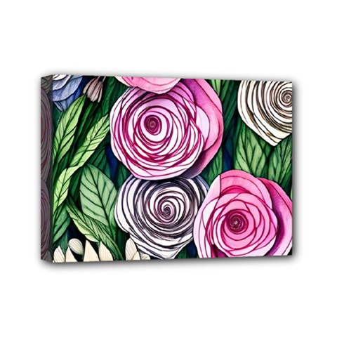 Breathtaking Bright Brilliant Watercolor Flowers Mini Canvas 7  X 5  (stretched) by GardenOfOphir